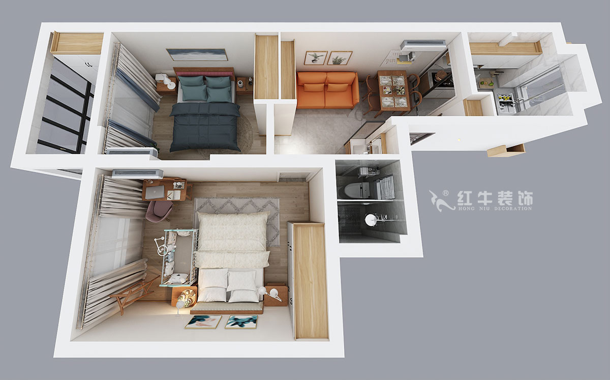 劉小勇｜水佐崗48巷5號院9-402-56㎡-現代風格｜2室1廳1衛｜老房裝修｜定制家￥120000｜全包9