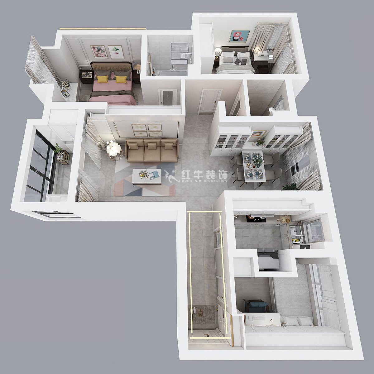 魏明花｜弘陽時(shí)光里14-2-1108-96㎡-現(xiàn)代簡(jiǎn)約風(fēng)格｜3室2廳2衛(wèi)｜二手房裝修｜定制家￥146925｜全包14