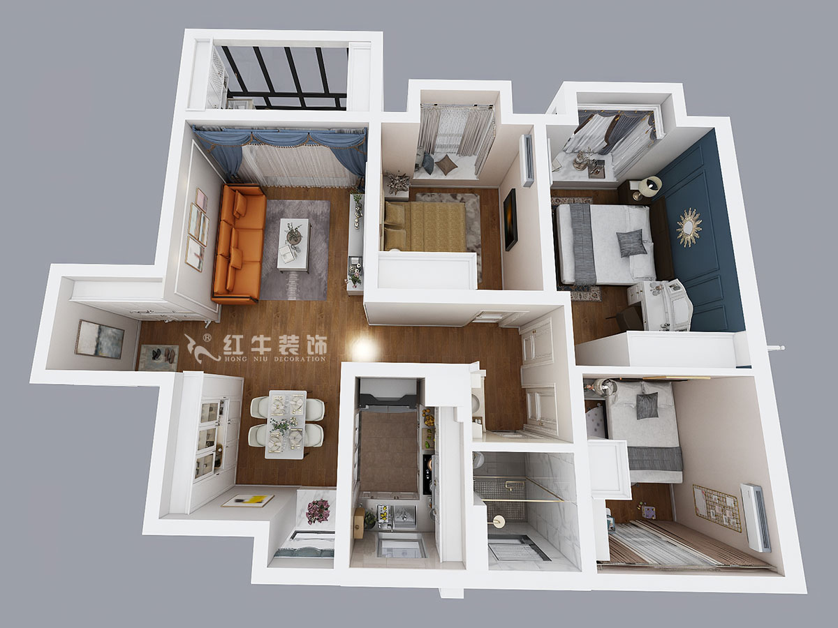 顧娟｜榮盛雋峰18-2404-102㎡-現(xiàn)代風(fēng)格｜3室2廳1衛(wèi)｜新房裝修｜定制家￥139500｜全包13萬(wàn)｜00_04鳥(niǎo)瞰圖