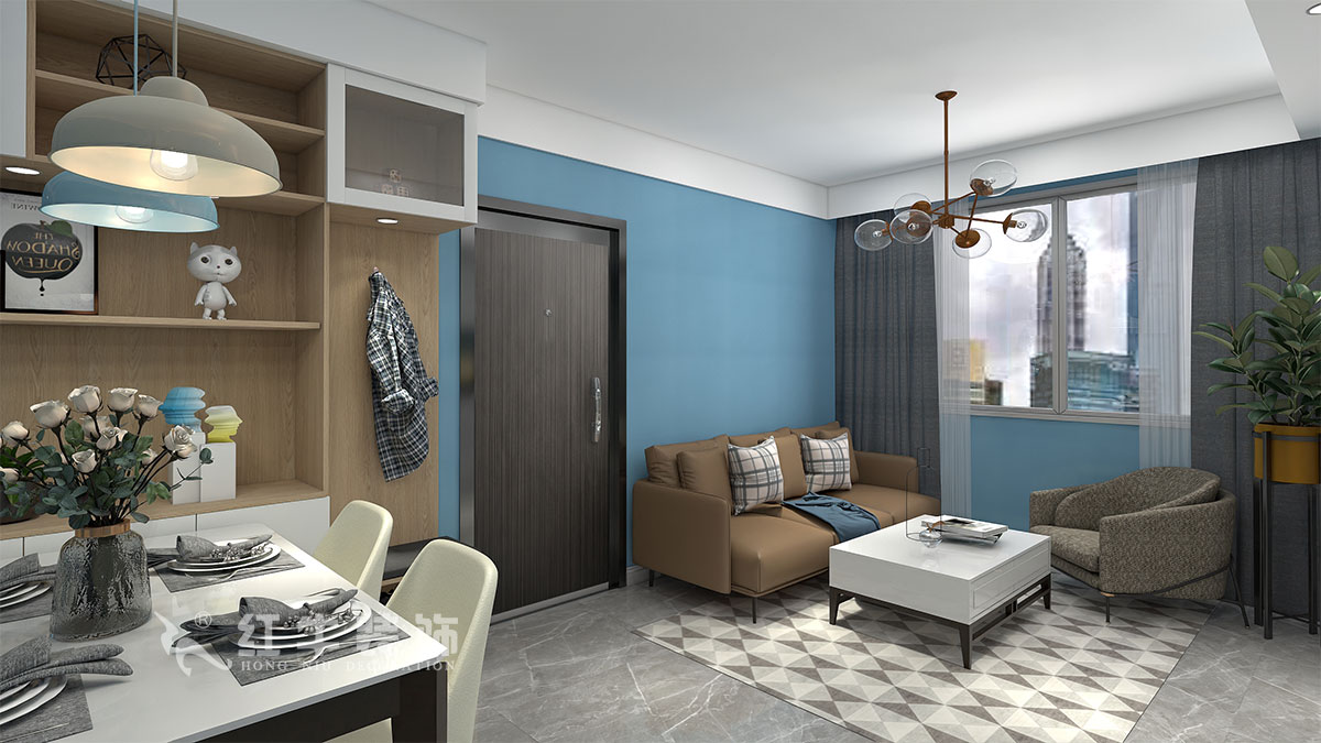 朱明琪｜御道嘉庭8-110-82㎡-現(xiàn)代簡約風格｜2室2廳1衛(wèi)｜新房裝修｜定制家￥123516｜全包12萬｜01客餐廳