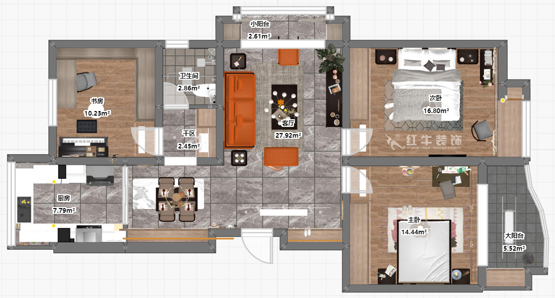 劉萍萍｜石城家園5-1-301-109㎡-簡(jiǎn)約風(fēng)格｜3室2廳1衛(wèi)｜老房裝修｜定制家￥147670｜全包14