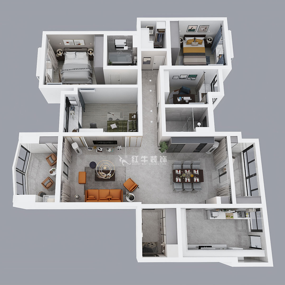 吳波｜雅居樂濱江國際2-2-1706-178㎡-現代風格｜大戶型平層｜4室2廳2衛｜新房裝修｜定制家￥206091｜全包20