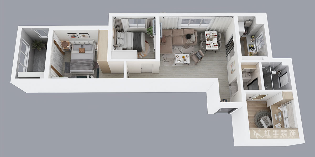 賈庭｜燕歌園7-2806-80㎡-現代風格｜3室2廳1衛｜新房裝修｜定制家￥92200｜全包9