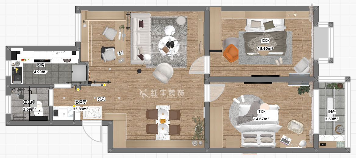 顧娟｜愛達花園紫藤園6-18-401-96㎡-北歐風格｜3室2廳1衛｜舊房裝修｜定制家￥121200｜全包12