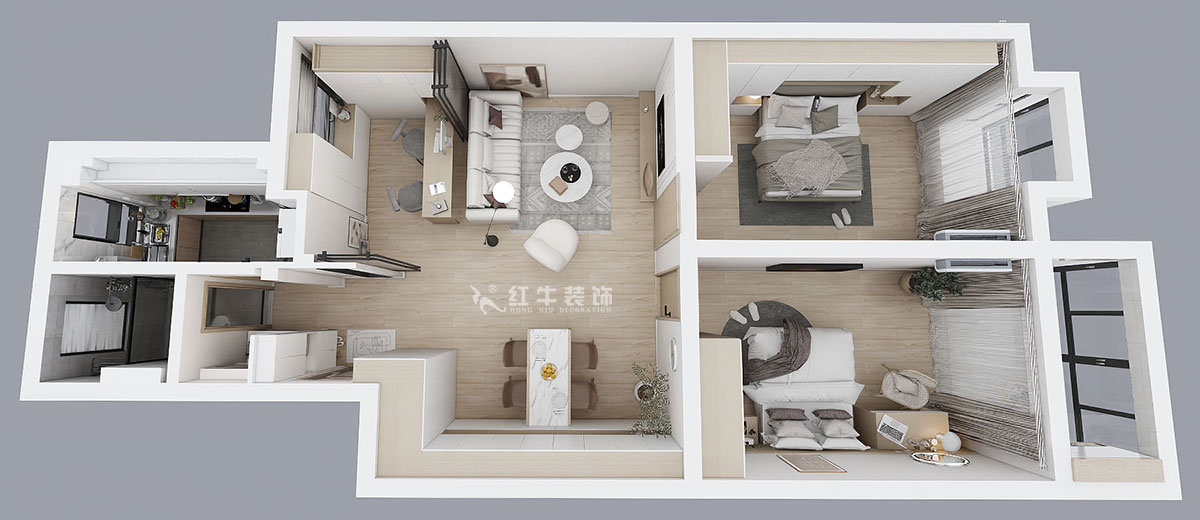 顧娟｜愛達花園紫藤園6-18-401-96㎡-北歐風格｜3室2廳1衛｜舊房裝修｜定制家￥121200｜全包12