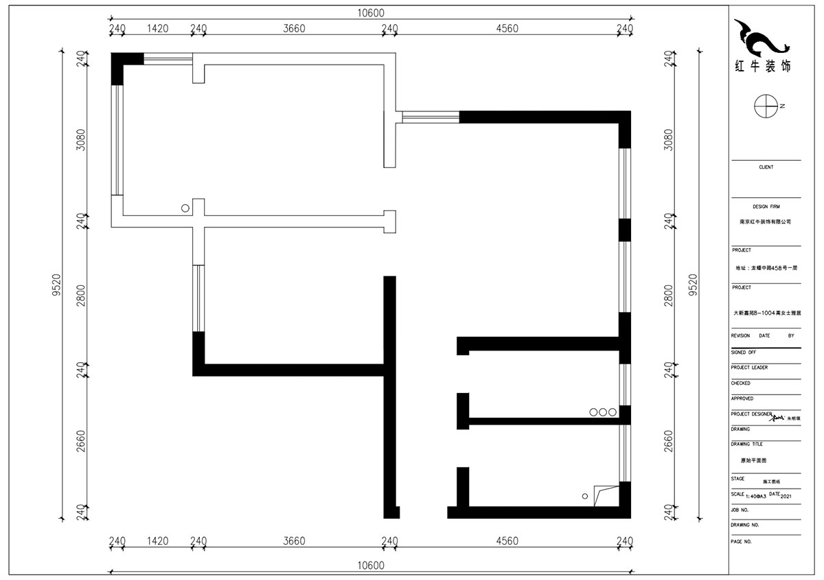 朱明琪｜大新嘉苑8-1004-87㎡-現代簡約風格｜2室2廳1衛｜新房裝修｜成品家￥123916｜全包12萬｜00_01原始平面圖