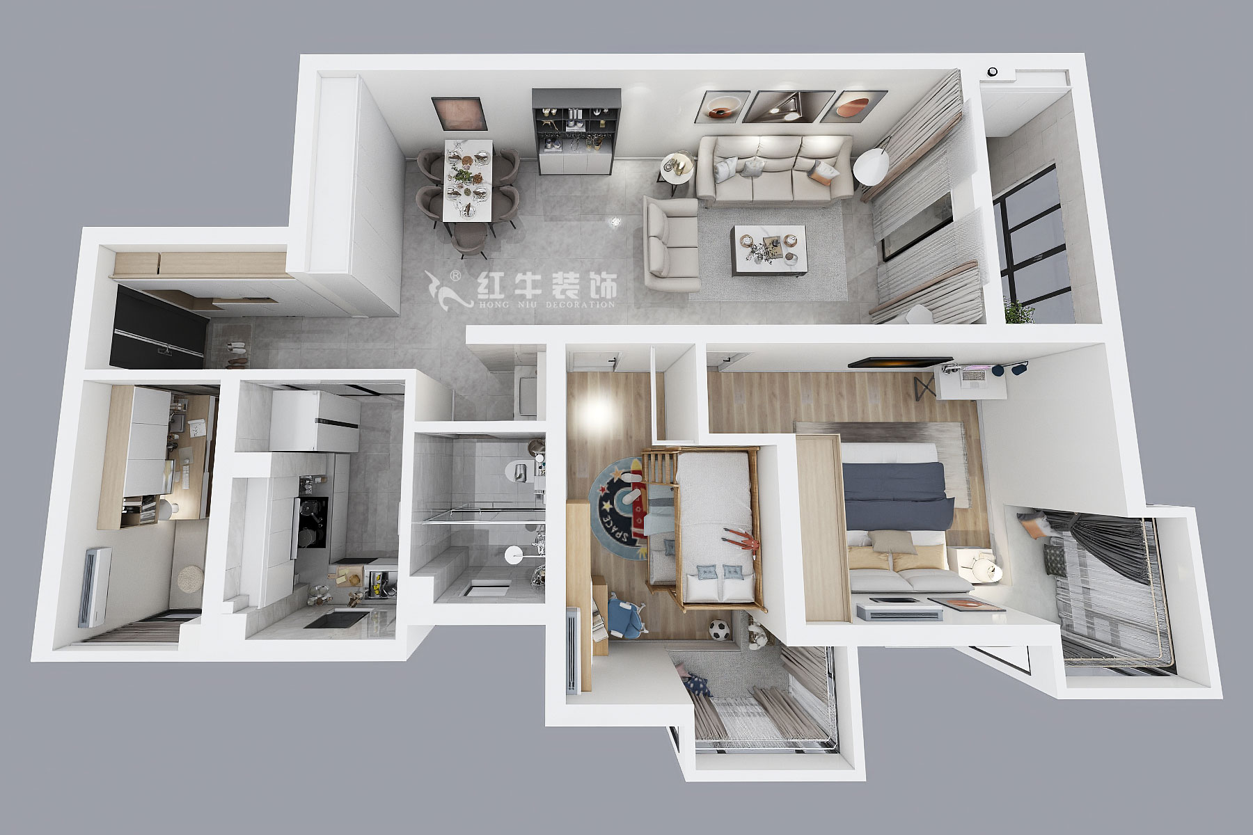 魏明花｜翠屏國際廣場苑10-2-608-100㎡-現(xiàn)代簡約風格｜3室2廳2衛(wèi)｜二手房裝修｜定制家￥127500｜全包12