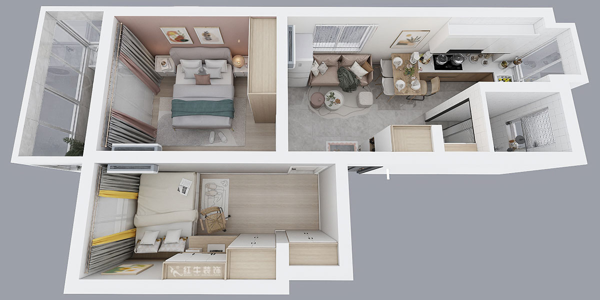 仇美蓉｜愛達花園蘭花園62-14-302-60㎡-北歐風格｜2室1廳1衛｜二手房裝修｜定制家￥83229｜全包8