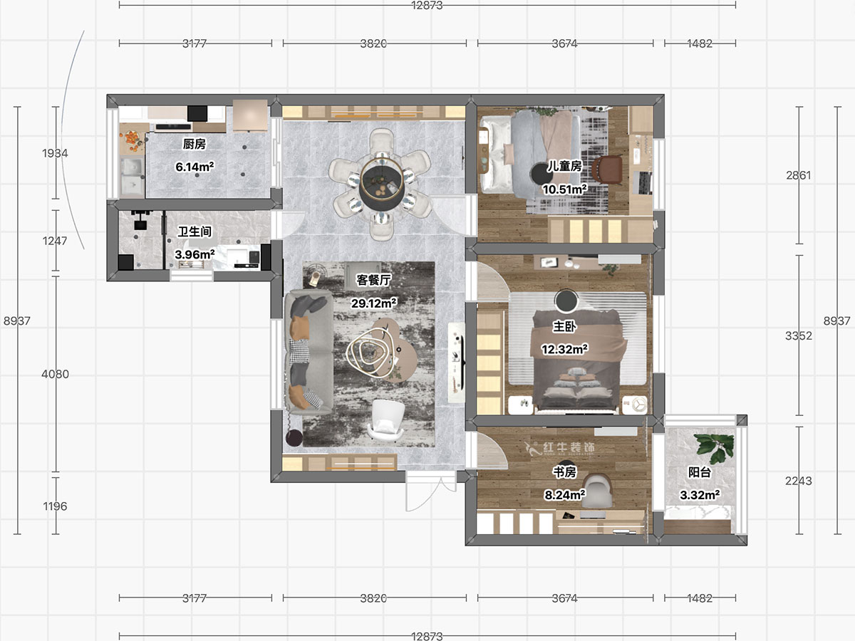 顧娟｜中和橋30號(hào)78-2-303-93㎡-北歐風(fēng)格｜3室2廳1衛(wèi)｜舊房裝修｜定制家￥118000｜全包12