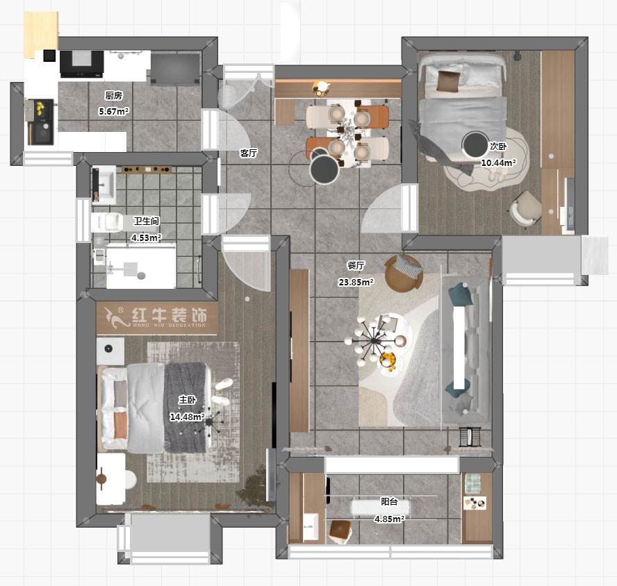 劉萍萍｜錦華新城13-1-2002-82㎡-簡約風格｜2室2廳1衛｜老房裝修｜定制家｜全包11