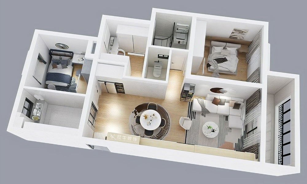 朱彥｜威尼斯水城十八街區6-1505-115㎡-簡約風格｜3室2廳2衛｜新房裝修｜定制家￥150000｜全包15萬｜00_04鳥瞰圖
