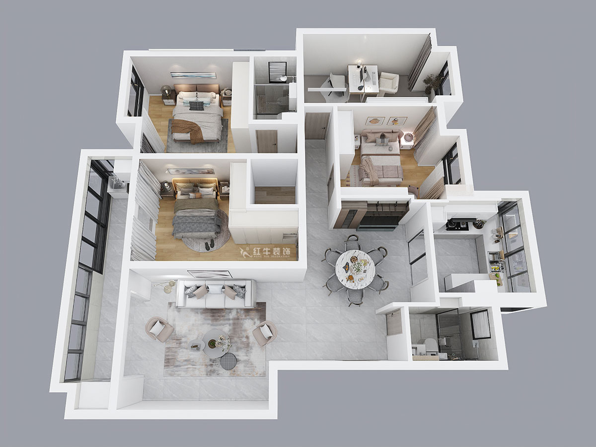 賈庭｜愛濤翠湖花園1-404-142㎡-現代風格｜4室2廳1廚2衛｜老房裝修｜定制家￥188000｜全包18