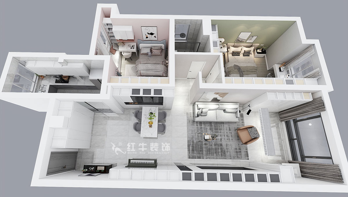 顧娟｜中海塞納麗舍東苑9-2-803-105㎡-現代簡約風格｜2室2廳1衛｜舊房裝修｜定制家｜全包14