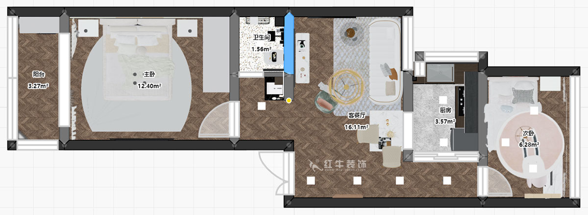 朱明琪｜富貴里3-乙單元-601-55㎡-現代簡約風格｜2室2廳1衛｜老房裝修｜定制家｜全包14