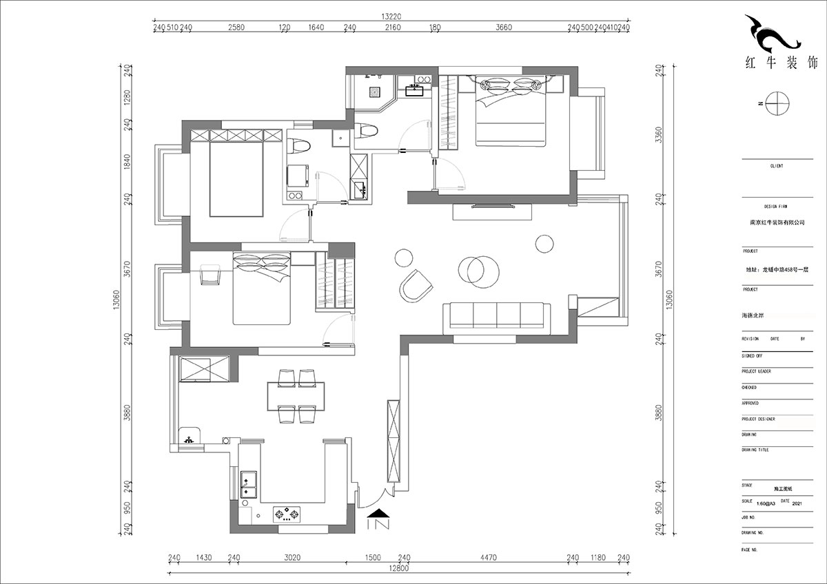 朱明琪｜海德北岸17-1-1401-120㎡-簡約風格｜3室2廳2衛｜新房裝修｜定制家￥185496｜全包17萬｜00_02平面布置圖