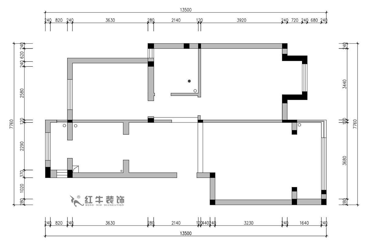 朱明琪｜遠拓橡樹城12-3-505-85㎡-現代簡約風格｜3室2廳1衛｜新房裝修｜定制家￥120106｜全包12萬｜00_01原始平面圖