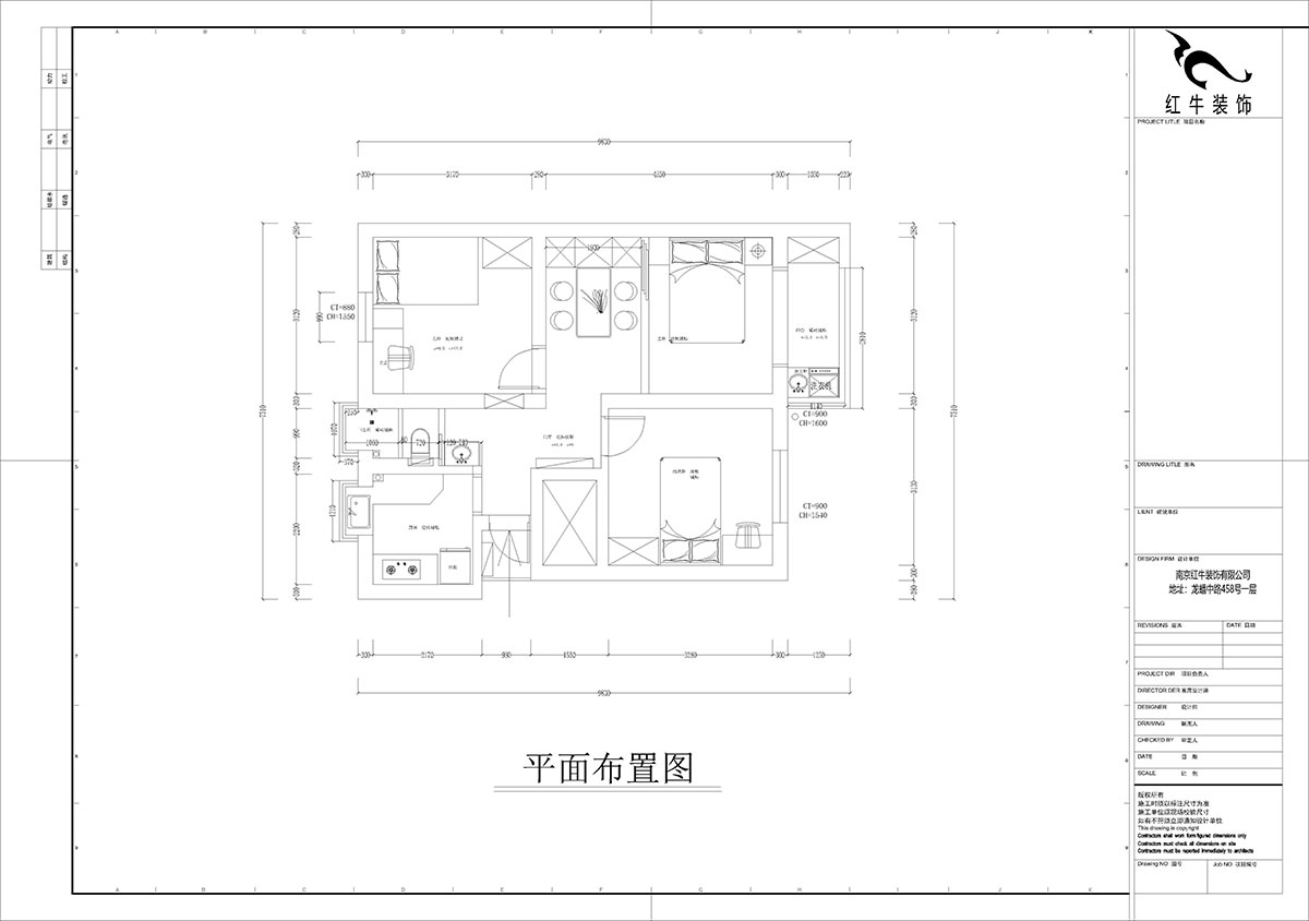 孟憲濤｜峨嵋嶺12號5-403-64㎡-現代簡約風格｜3室1廳1衛｜新房裝修｜定制家￥88600｜全包10萬｜00_02平面布置圖