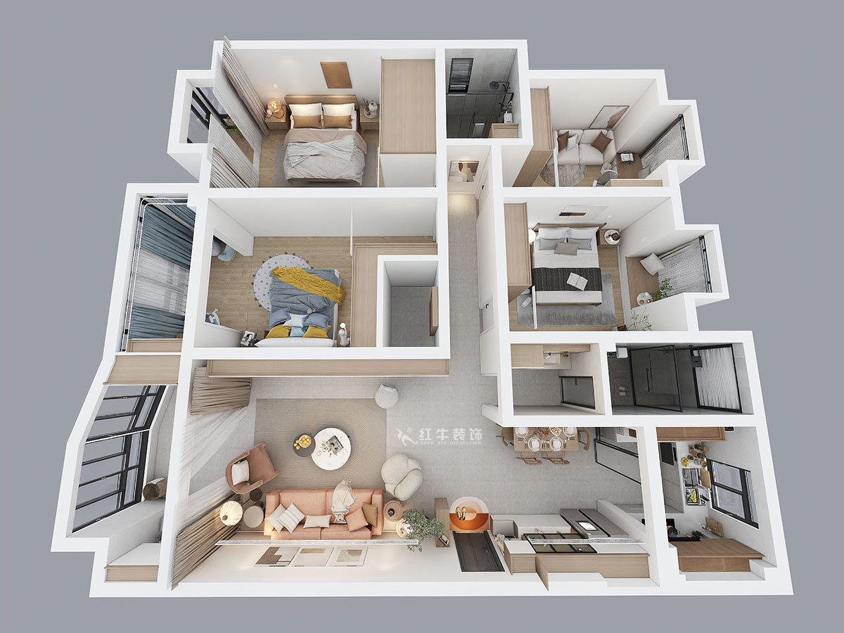 魏明花｜武夷綠洲賞桂苑4-3-306-154㎡-現代簡約風格｜4室2廳2衛｜二手房裝修｜定制家｜全包20