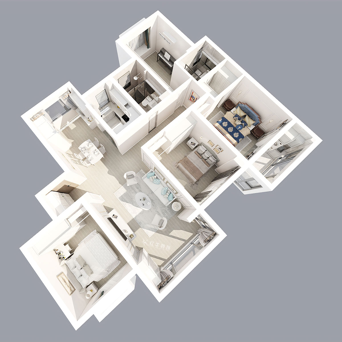 陸利民｜中和橋30號29-1403-137㎡-美式風格｜4室2廳3衛｜新房裝修｜半包￥94990｜半包9