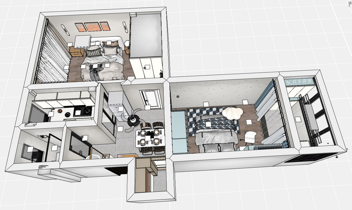 魏明花｜天目路27號-305-60㎡-現代簡約風格｜2室1廳1衛｜二手房裝修｜定制家｜全包9