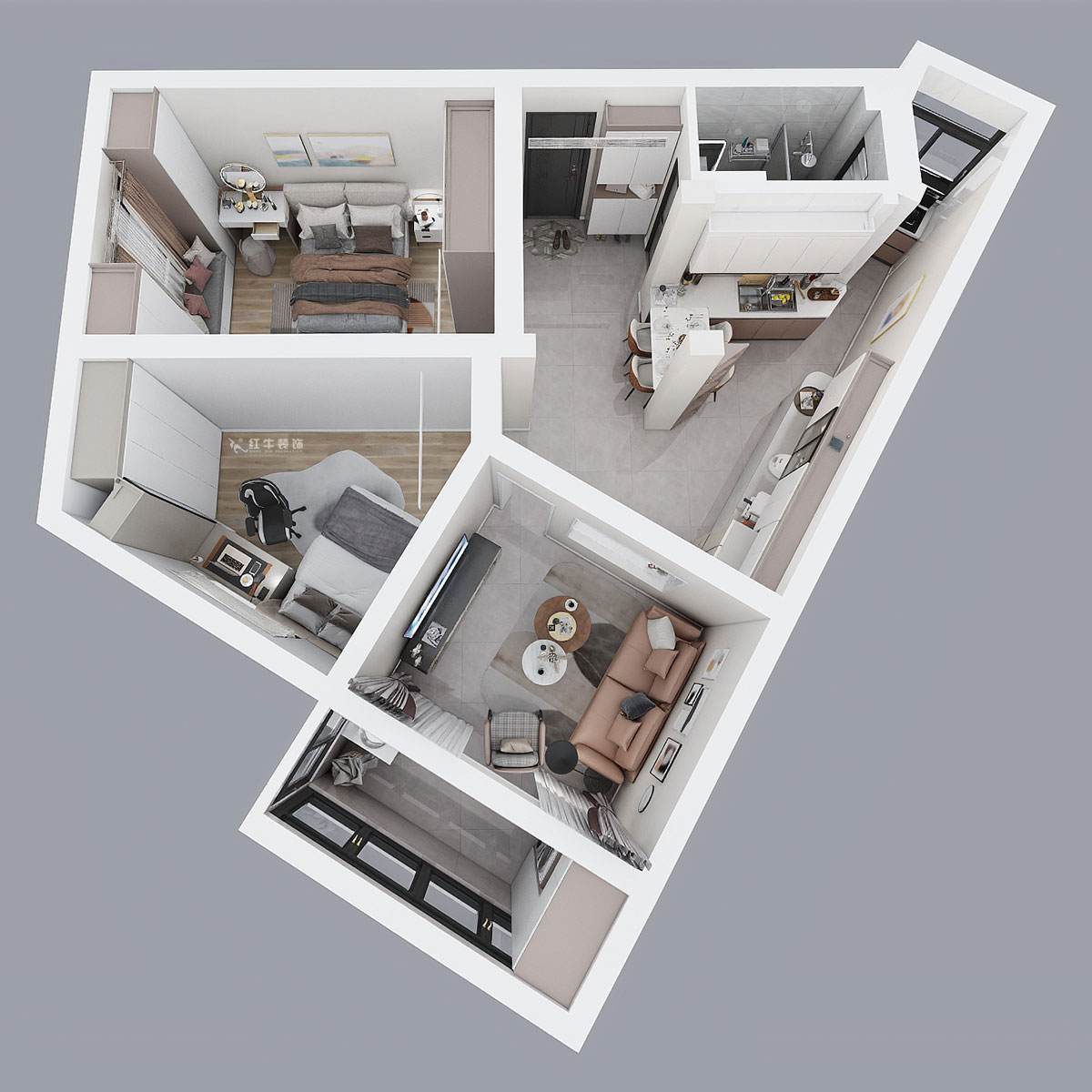 劉萍萍｜釣魚巷小區8幢25號301室-78㎡-現代簡約風格｜2室2廳1衛｜老房裝修｜定制家｜全包12