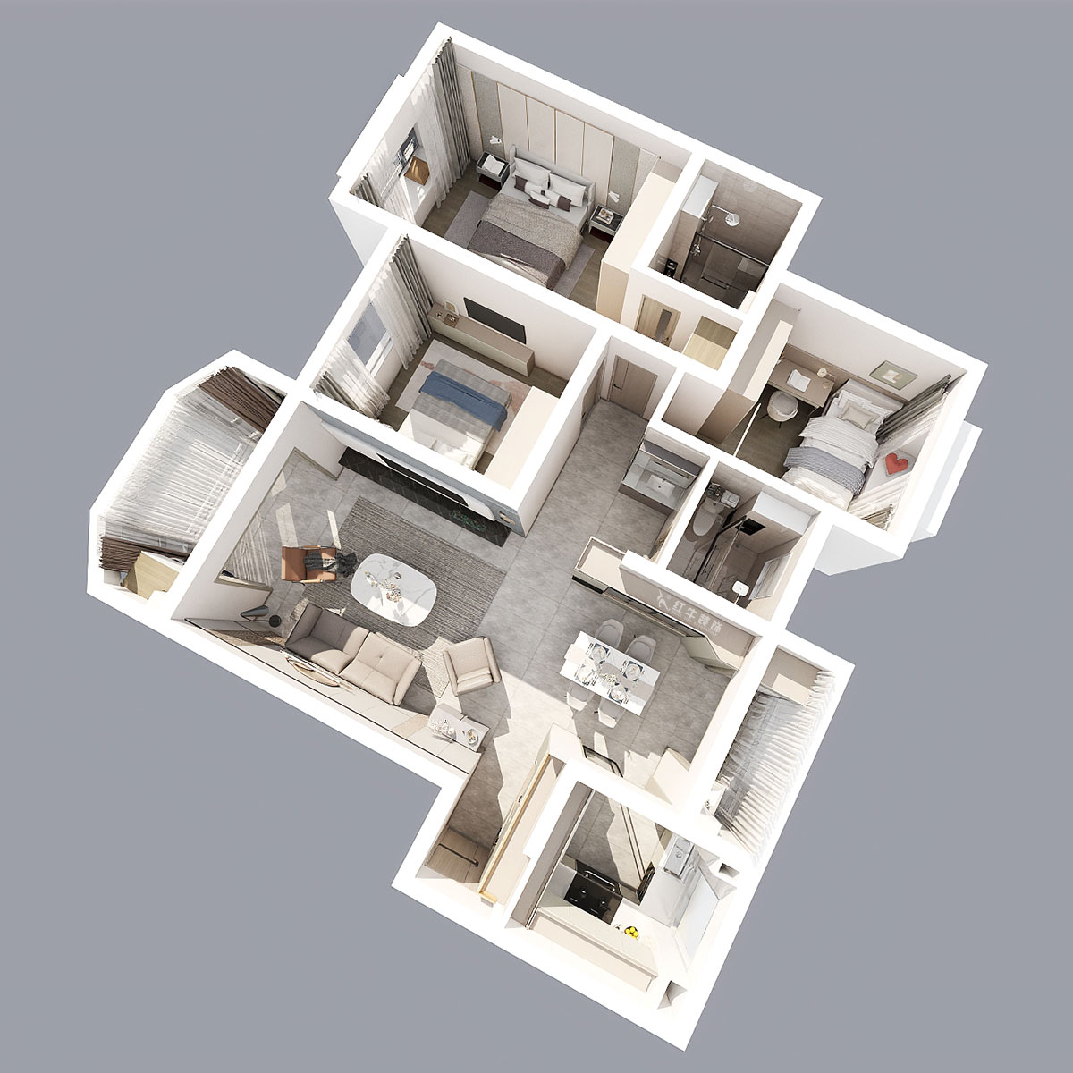 陸利民｜海德衛城1-2-403-132㎡-現代風格｜3室2廳1衛｜舊房改造裝修｜定制家｜全包16