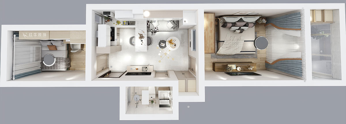 顧娟｜衛(wèi)崗26號(hào)1-306-65㎡-現(xiàn)代風(fēng)格｜2室1廳1衛(wèi)｜舊房裝修｜定制家｜全包11