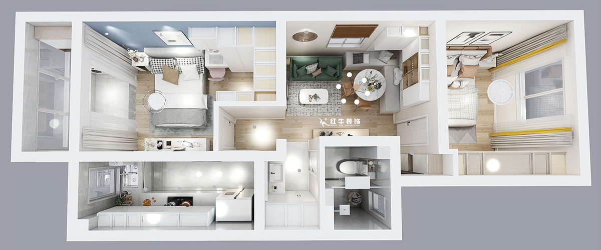 顧娟｜大光路36號3-301-60㎡-現代風格｜2室2廳1衛｜舊房裝修｜定制家｜全包11