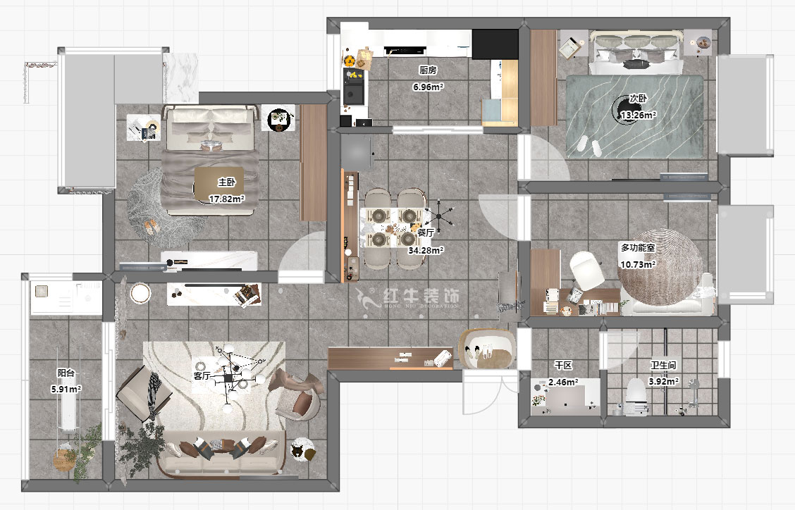 劉小勇｜瑞鑫蘭庭3-706-112㎡-現代簡約風格｜3室2廳1衛｜老房裝修｜定制家｜全包15