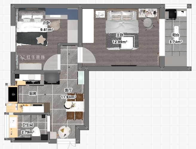 賈庭｜百花小區145號-1-201-52㎡-現代風格｜2室1廳1廚1衛｜老房裝修｜定制家｜全包7