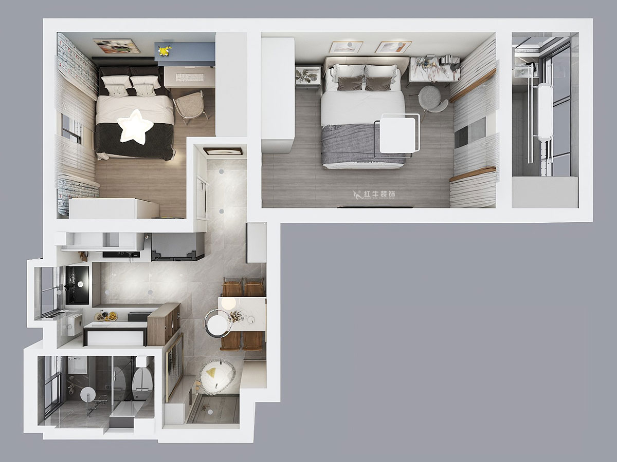 賈庭｜百花小區145號-1-201-52㎡-現代風格｜2室1廳1廚1衛｜老房裝修｜定制家｜全包7