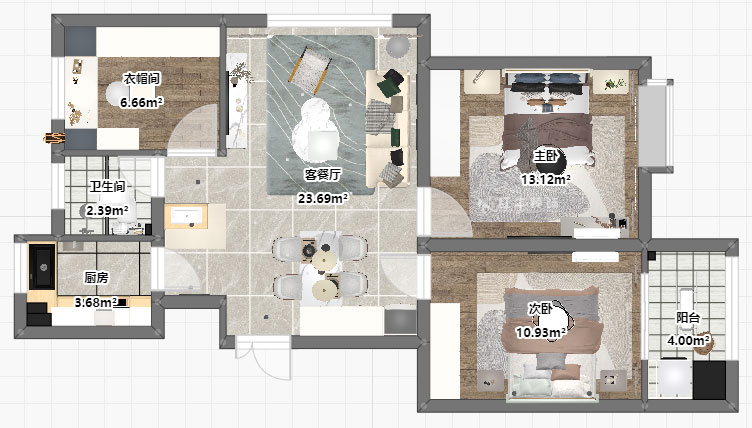 賈庭｜鐘秀嘉園13-401-80㎡-現代風格｜3室2廳1廚1衛｜新房裝修｜定制家｜全包9