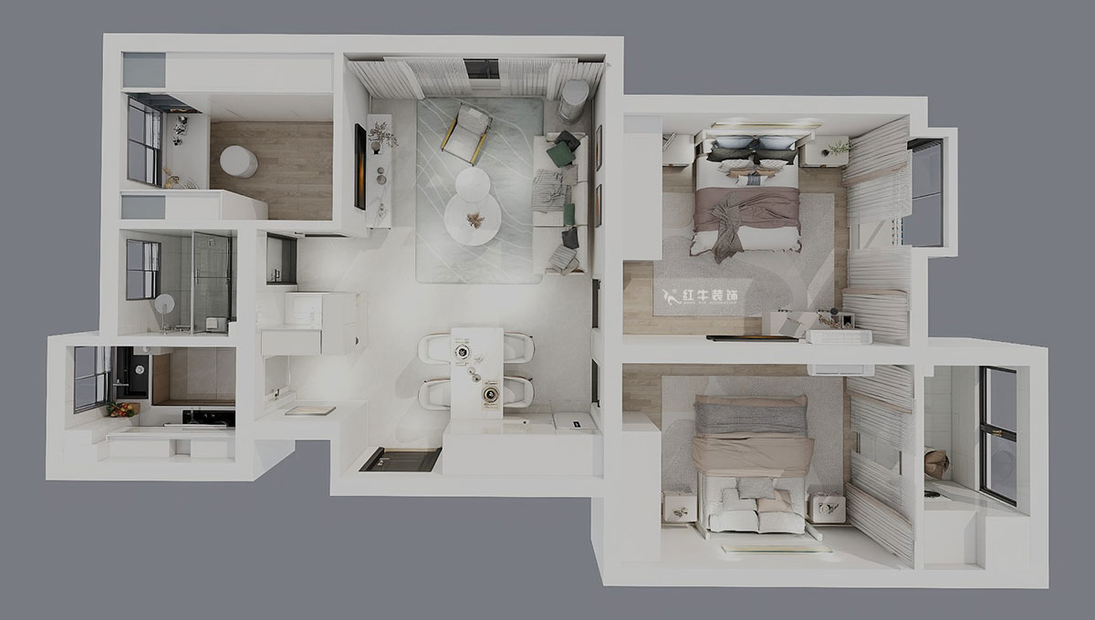 賈庭｜鐘秀嘉園13-401-80㎡-現代風格｜3室2廳1廚1衛｜新房裝修｜定制家｜全包9