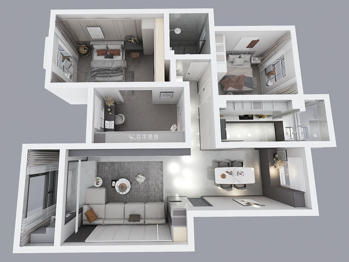 顧娟｜雙贏花園南區2-3-306-110㎡-現代風格｜3室2廳1衛｜舊房裝修｜定制家｜全包15