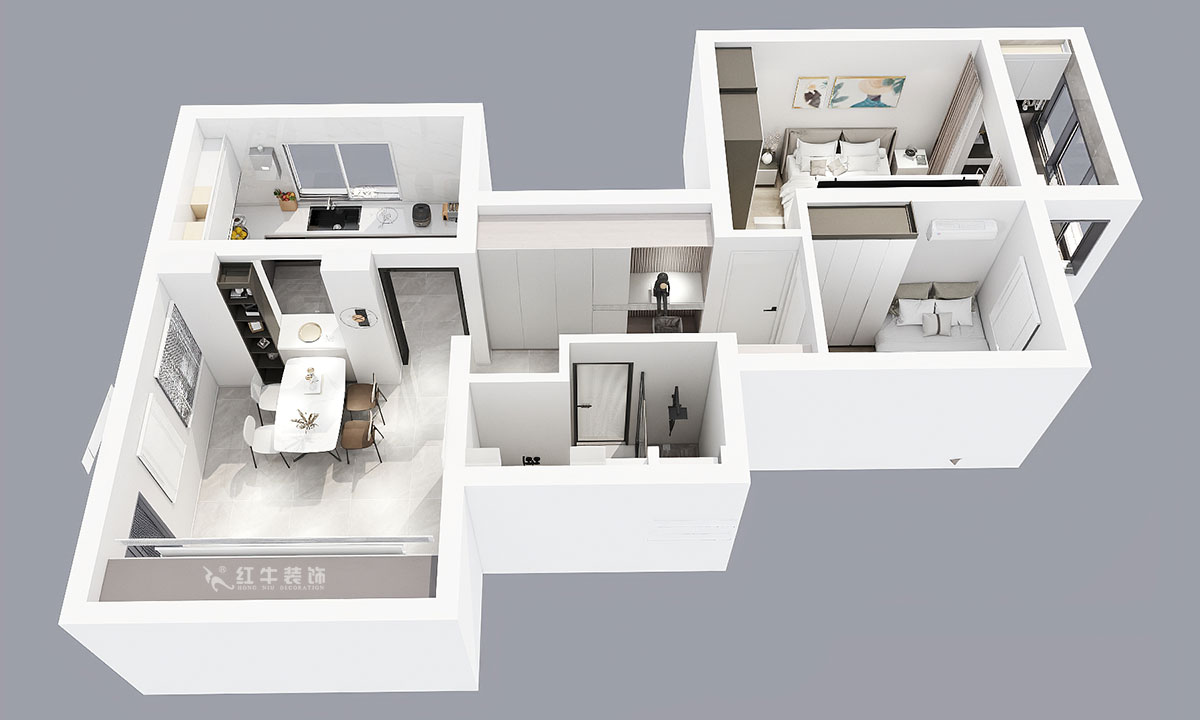 蔣?。A保新寓7-912-85㎡-簡(jiǎn)約風(fēng)格｜2室1廳1衛(wèi)｜老房裝修｜定制家｜全包12萬(wàn)｜00_04鳥(niǎo)瞰圖