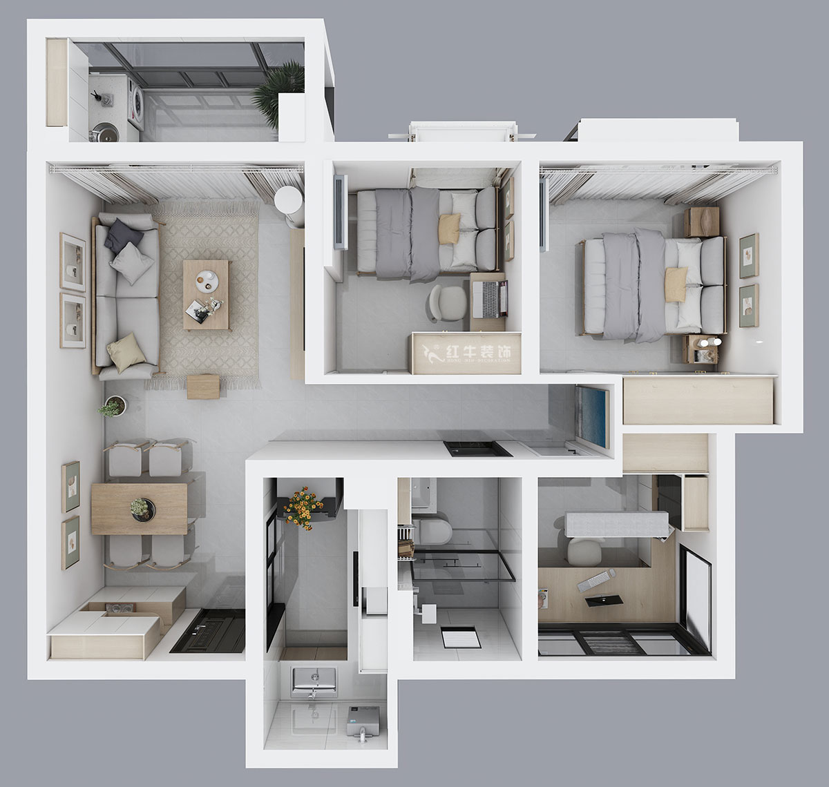 仇美蓉｜保利西江月5-2-3006-86㎡-簡約風格｜2室2廳1衛｜新房裝修｜半包｜半包6