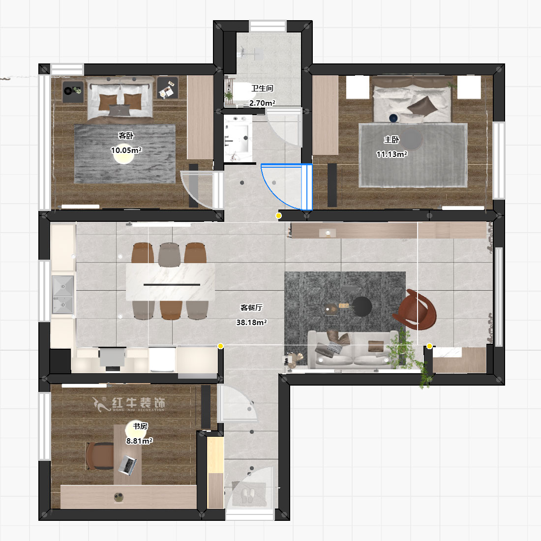 劉曉芳｜保利國際社區-8-1904-95㎡-現代風格｜3室2廳1衛｜老房裝修｜定制家｜全包12