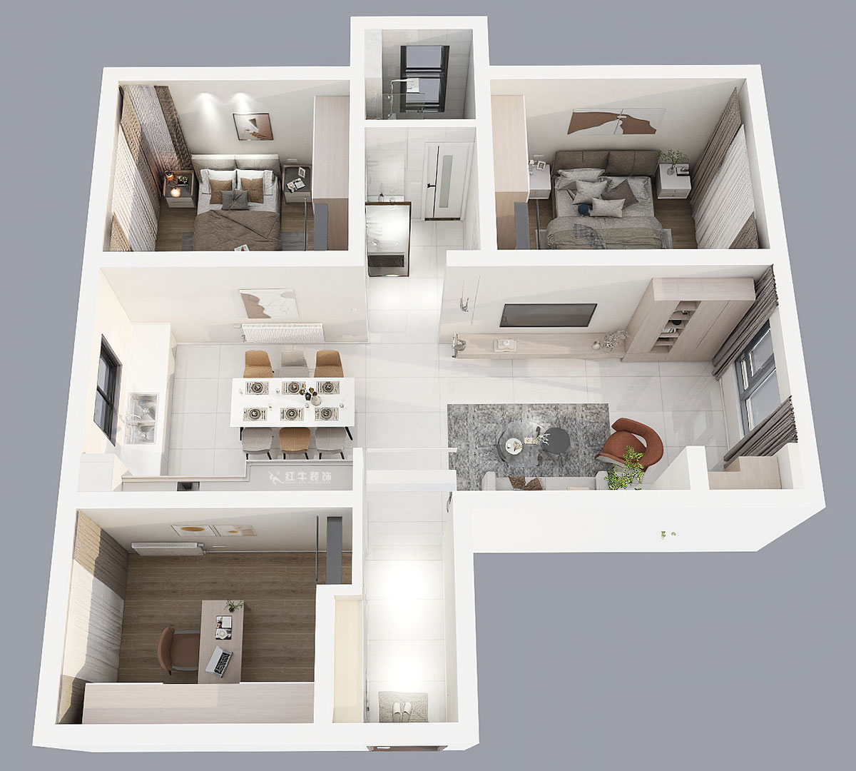 劉曉芳｜保利國際社區-8-1904-95㎡-現代風格｜3室2廳1衛｜老房裝修｜定制家｜全包12