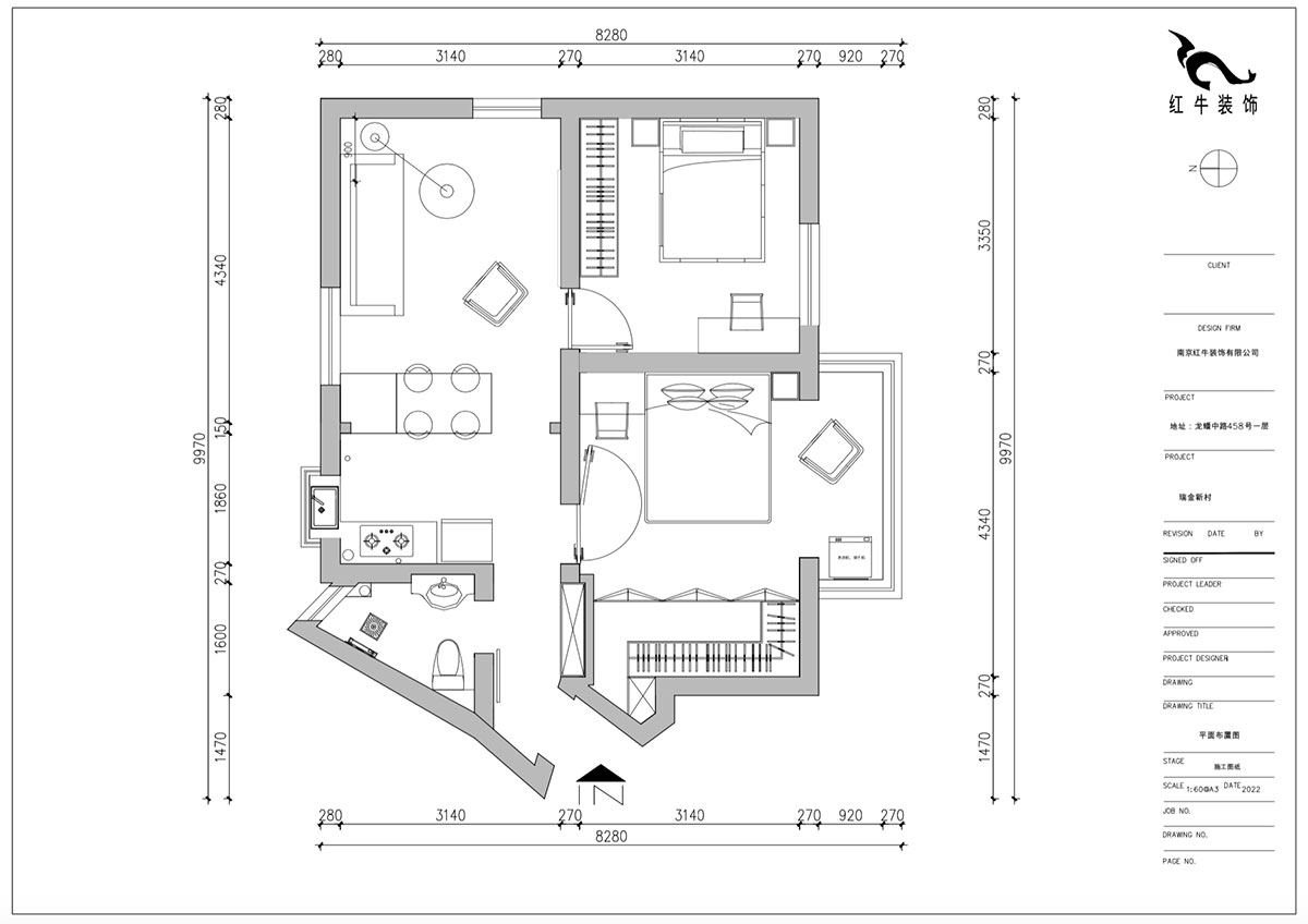 朱明琪｜瑞金新村23-504-1902-69㎡-現代簡約風格｜2室1廳1衛｜老房翻新｜定制家｜全包12萬｜00_02平面設計圖