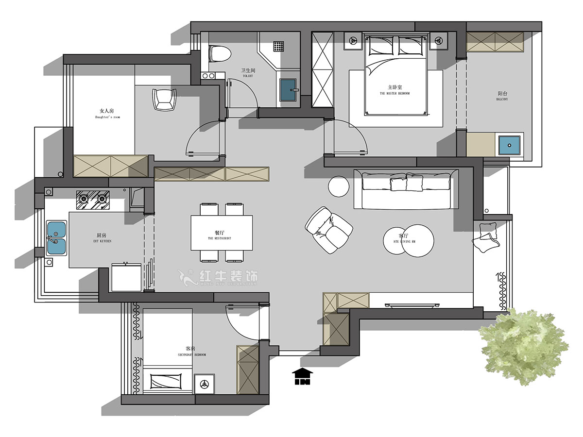 陸利民｜富力城50-1204-93㎡-現代風格｜3室2廳1衛｜新房裝修｜定制家｜全包13
