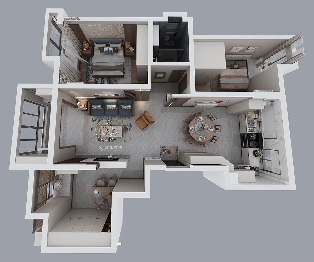 劉萍萍｜大發燕瀾灣1-1108-115㎡-新中式風格｜3室2廳1衛｜老房裝修｜定制家｜全包14