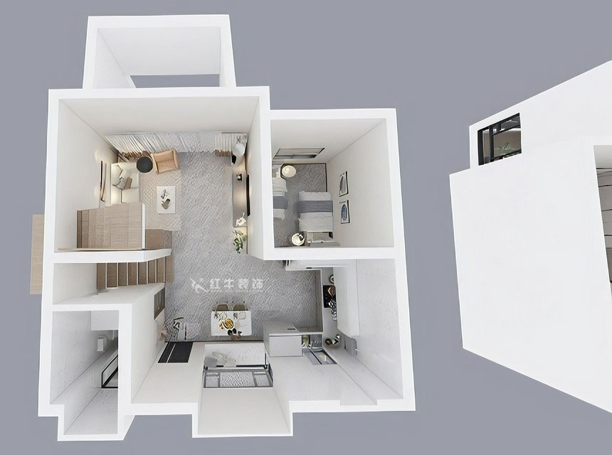 孟憲濤｜養龍山莊D-11B-120㎡-現代簡約風格｜3室2廳2衛｜老房裝修｜定制家｜全包14萬｜00_06一樓鳥瞰