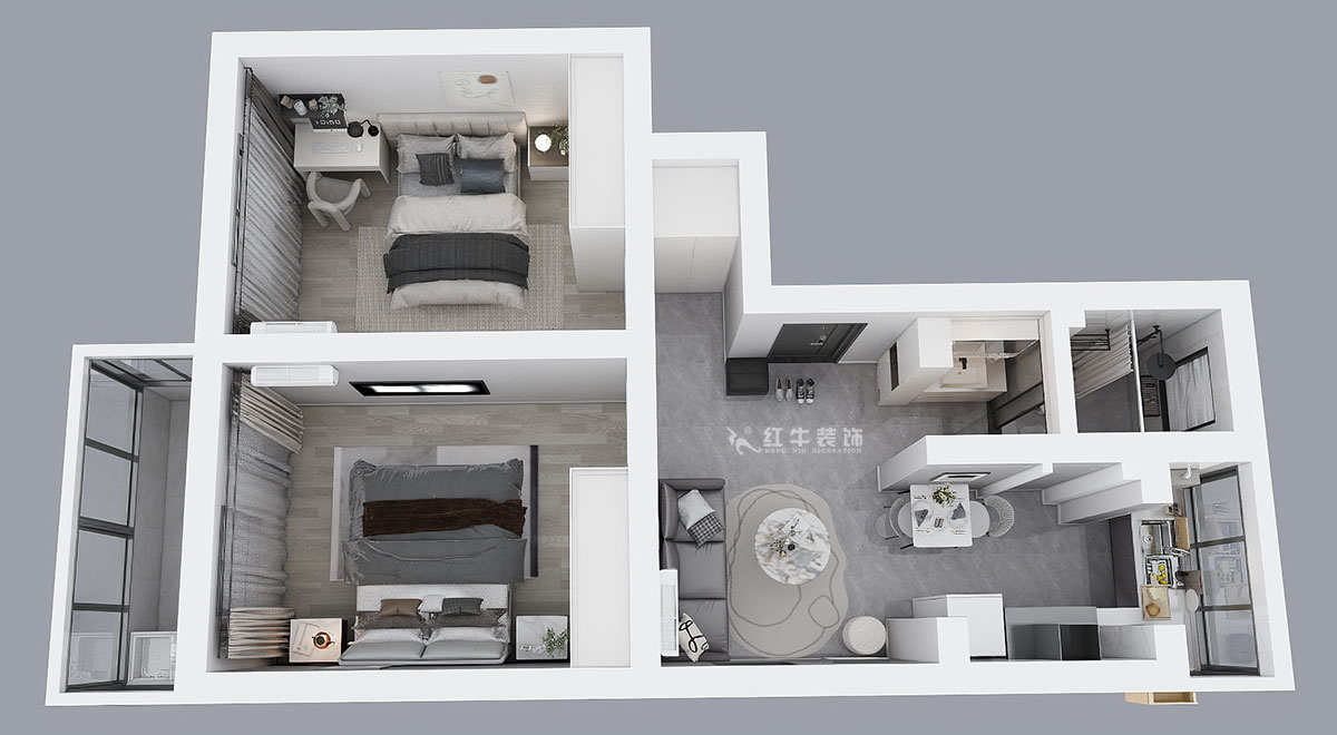 蔣琛｜驢子巷后街20號1-501-60㎡-現代簡約風格｜2室1廳1衛｜老房裝修｜定制家｜全包9