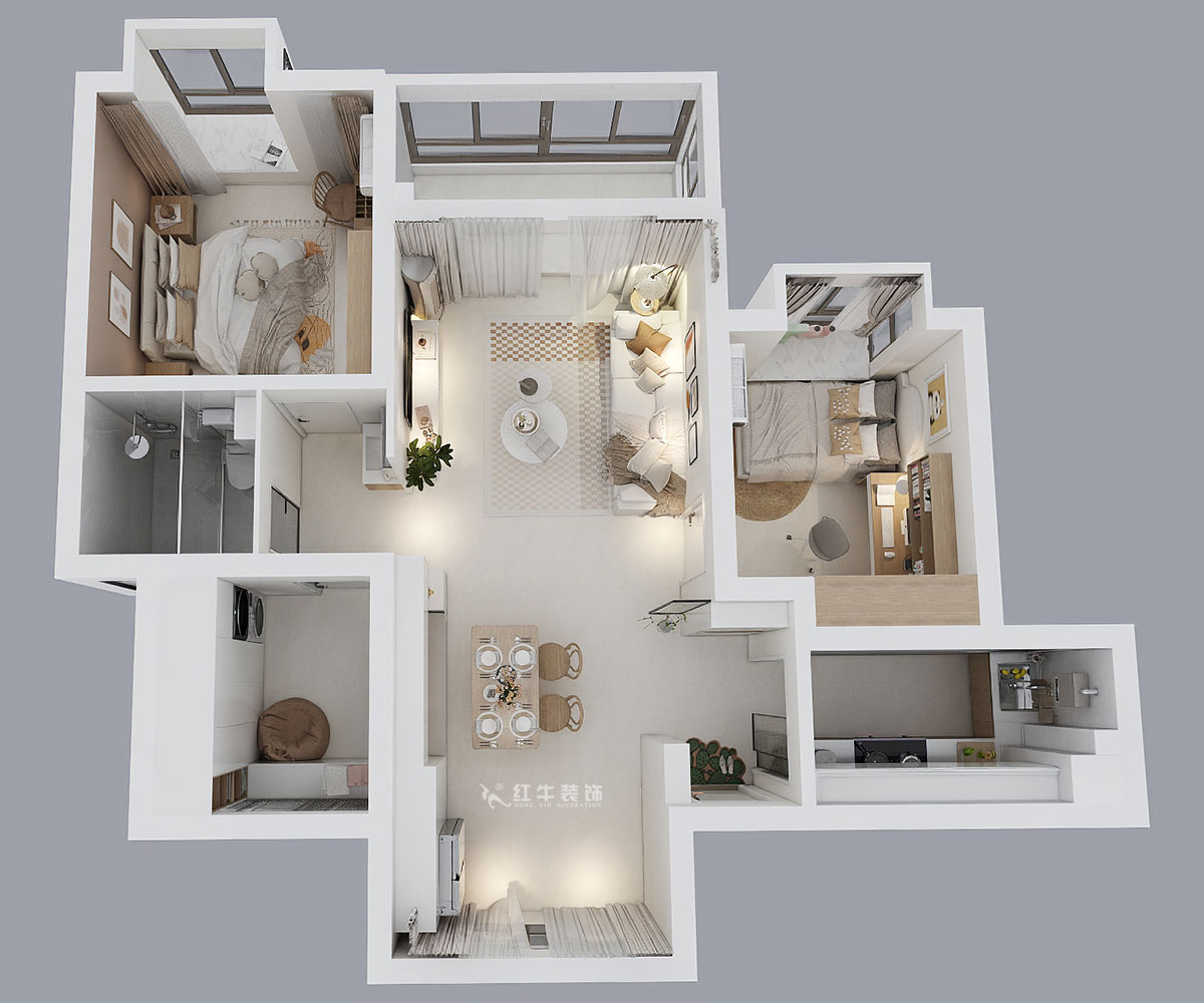 仇美蓉｜弘陽燕江府4-2-1503-93㎡-簡約風格｜3室1廳1衛｜老房裝修｜定制家｜全包12萬｜00_04鳥瞰圖