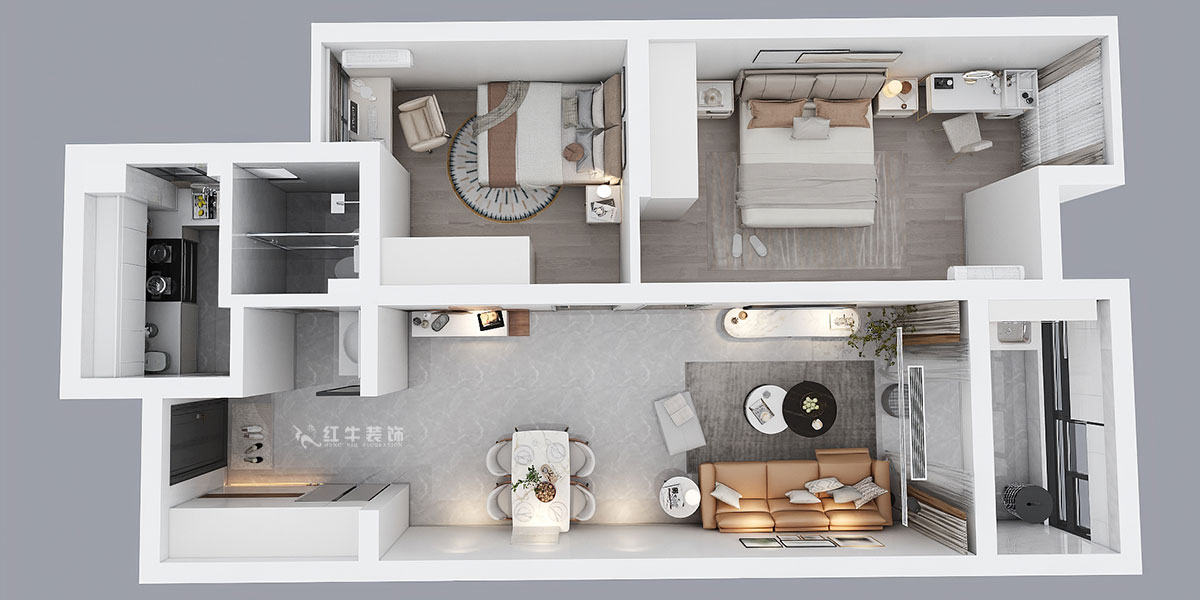 孟憲濤｜紫楊佳園2-505-85㎡-現代簡約風格｜2室2廳1衛｜老房裝修｜定制家｜全包12萬｜00_04鳥瞰圖