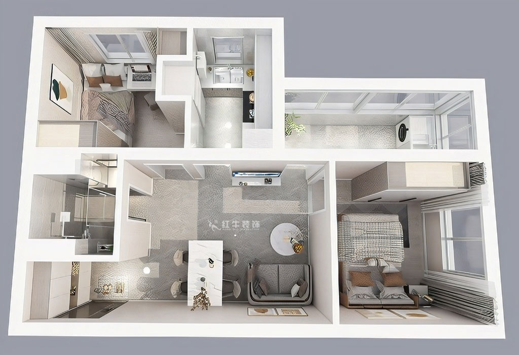 顧娟｜丹鳳新寓1-807-60㎡-現代風格｜2室2廳1衛｜舊房裝修｜定制家｜全包11