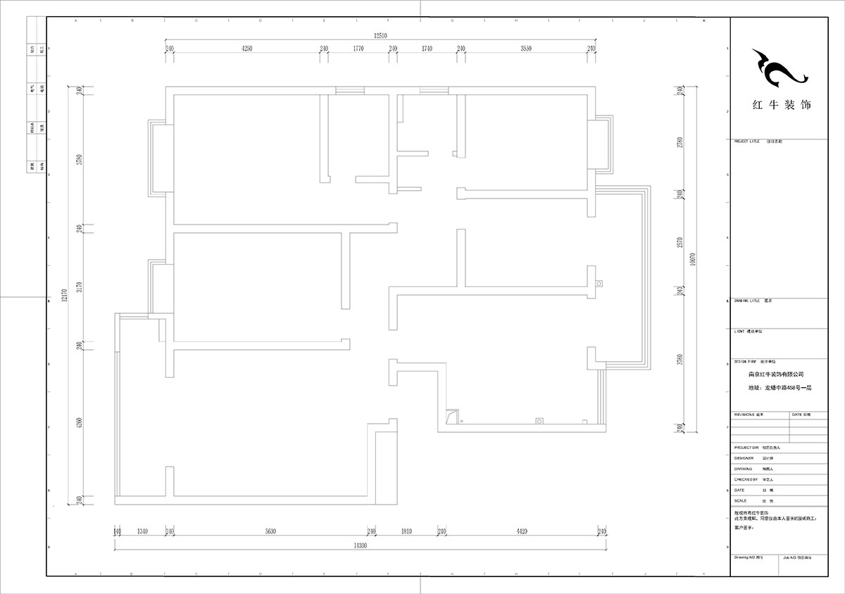 陸利民｜楓丹白露7-3-702-160㎡-現代簡約風格｜4室2廳2衛｜舊房裝修｜定制家｜全包23萬｜00_01原始結構圖