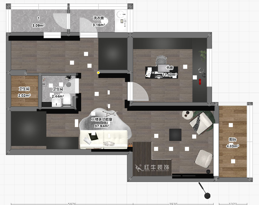 孟憲濤｜攝山星城步青苑24-1-601-120㎡-簡約風(fēng)格｜4室2廳2衛(wèi)｜毛坯裝修｜定制家｜全包16萬｜00_06二樓平面彩圖