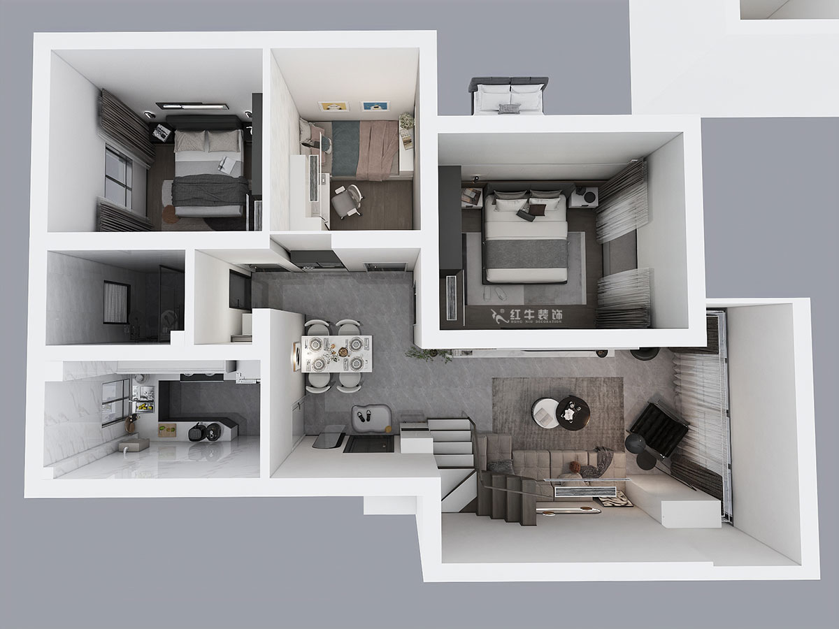 孟憲濤｜攝山星城步青苑24-1-601-120㎡-簡約風(fēng)格｜4室2廳2衛(wèi)｜毛坯裝修｜定制家｜全包16萬｜00_07鳥瞰圖