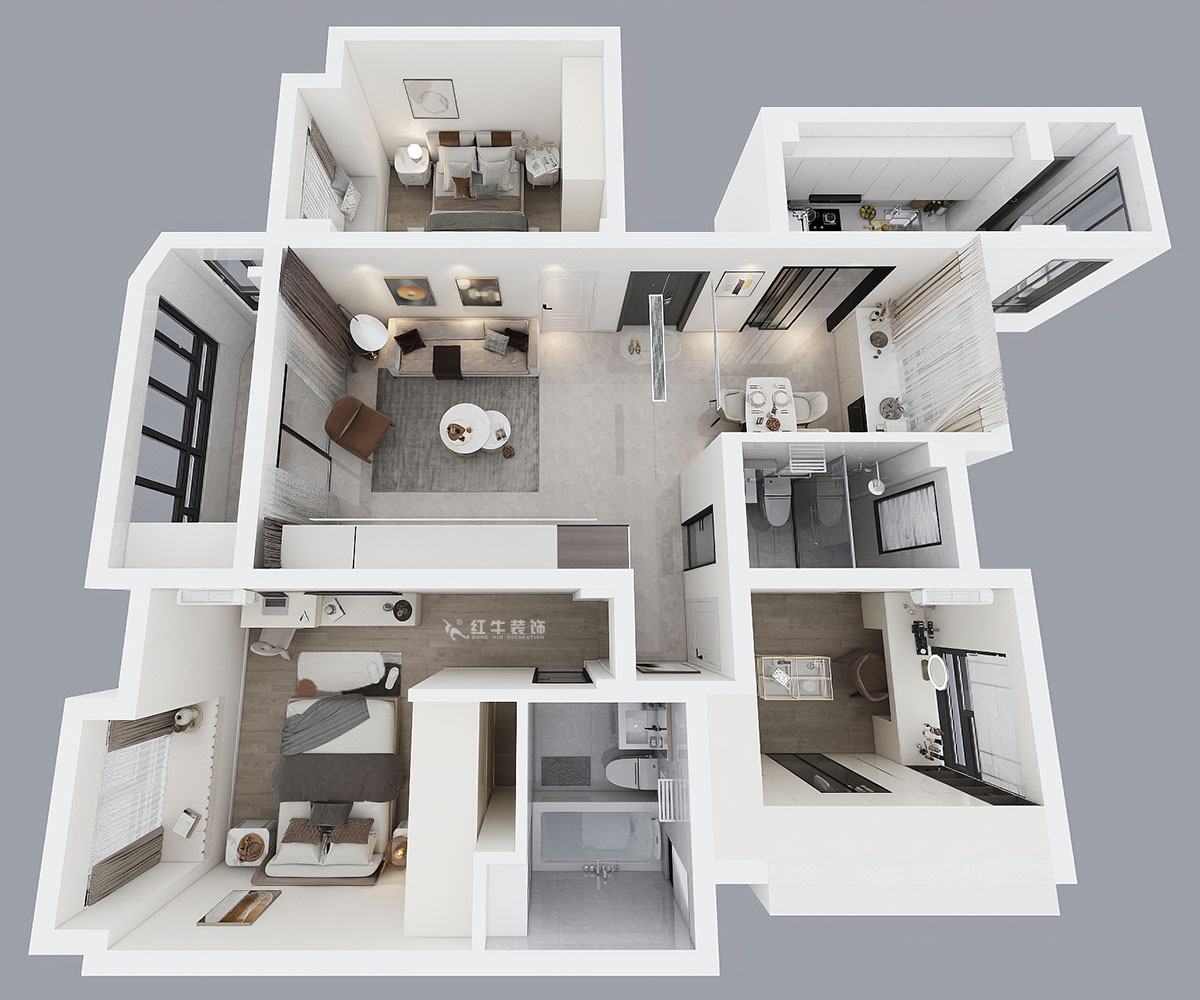 蔣琛｜明發(fā)香山郡24-503-125㎡-現(xiàn)代簡(jiǎn)約風(fēng)格｜3室2廳2衛(wèi)｜新房裝修｜定制家｜全包17萬｜00_04鳥瞰圖